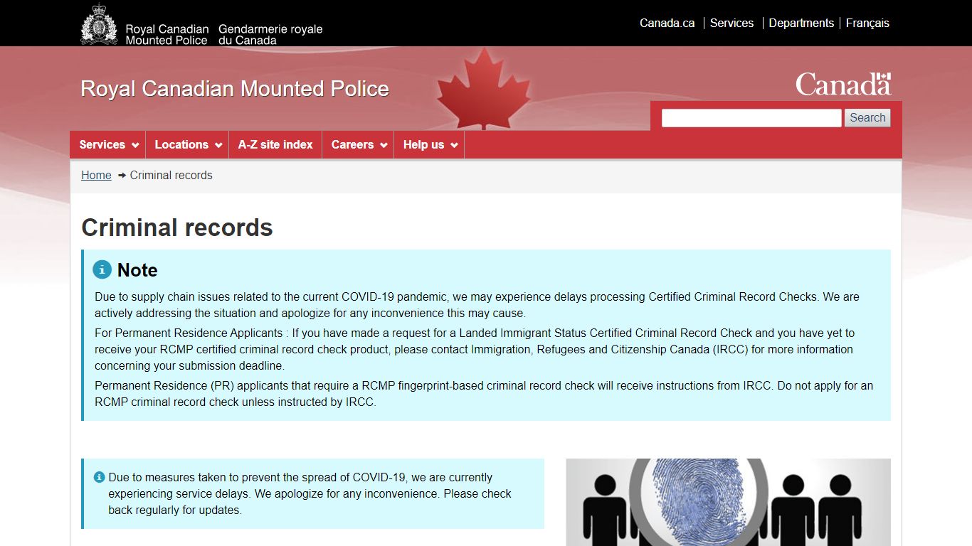 Criminal records | Royal Canadian Mounted Police